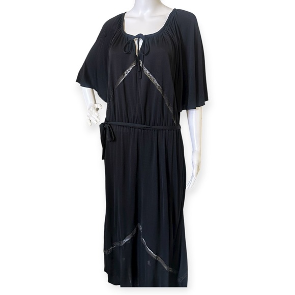 Scott Barrie Elegant Black Dress with Sheer Accents